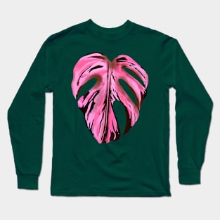 Monstera Ivory Pink Variegated Long Sleeve T-Shirt